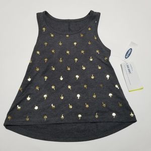 New Girls Old Navy Active Go Dry Gold Palm Tree Twist Back Gray Tank Size M 8